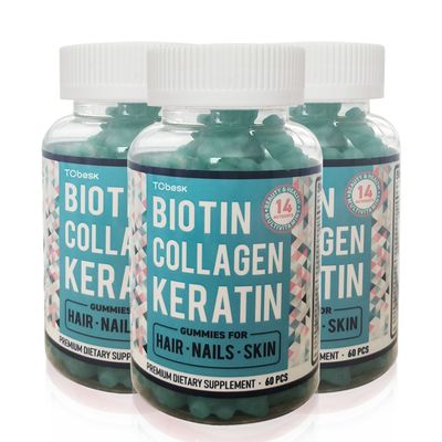 Shelf-Life 24 Months Biotin Collagen Keratin Gummies For Healthy Hair And Skin Care