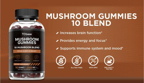 Gummy Candy Lions Mane Reishi Mushroom Supplement For Teenagers' Memory Sleep