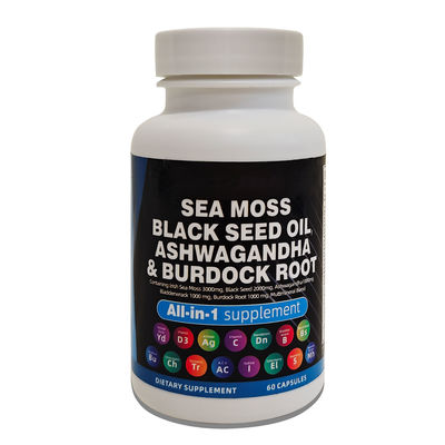 Sea Moss Capsules and Black Seed Oil Ashwagandha Ginger Dietary Supplement for Hair Health