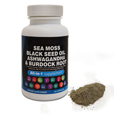 Sea Moss Capsules and Black Seed Oil Ashwagandha Ginger Dietary Supplement for Hair Health