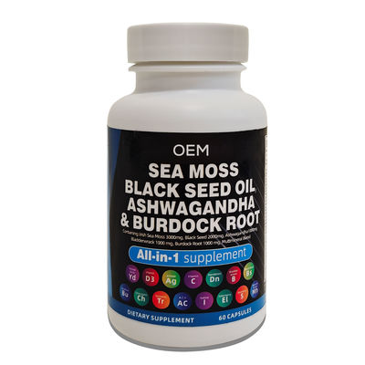 Sea Moss Black Seed Oil Ashwagandha Ginger Capsules Dietary Healthcare Supplement for Adults