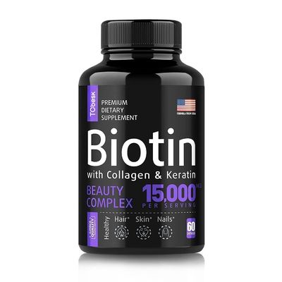 Certificate ISO22000/GMP/HACCP/MSDS/COA Vegan Biotin Capsules with Collagen Keratin