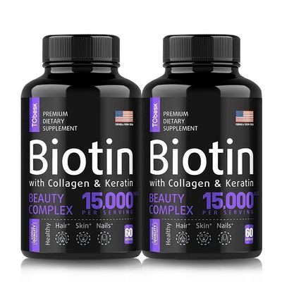 Certificate ISO22000/GMP/HACCP/MSDS/COA Vegan Biotin Capsules with Collagen Keratin