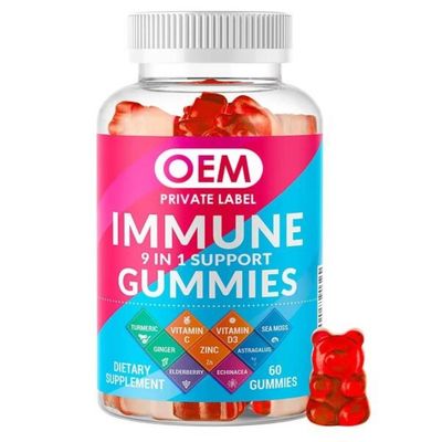 9 in 1 Organic Black Elderberry Gummies Vegan Sambucus Gummies to Boost Immune System